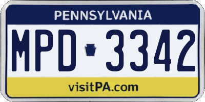 PA license plate MPD3342