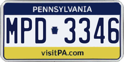 PA license plate MPD3346