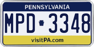 PA license plate MPD3348