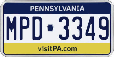 PA license plate MPD3349
