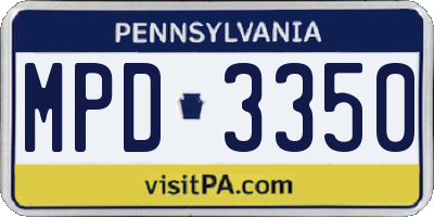PA license plate MPD3350