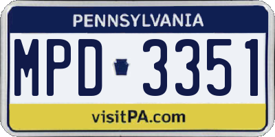 PA license plate MPD3351