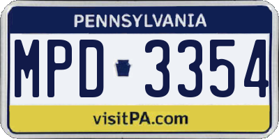 PA license plate MPD3354