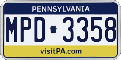PA license plate MPD3358