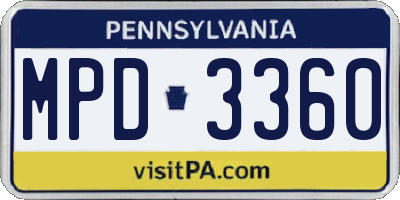 PA license plate MPD3360