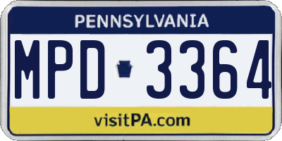 PA license plate MPD3364