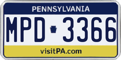 PA license plate MPD3366