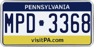 PA license plate MPD3368