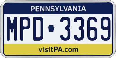 PA license plate MPD3369