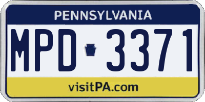 PA license plate MPD3371