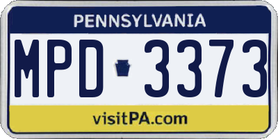 PA license plate MPD3373