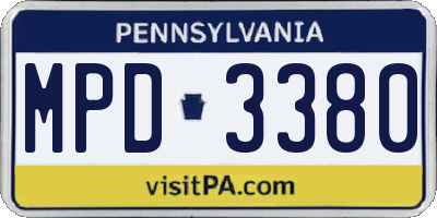 PA license plate MPD3380
