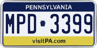 PA license plate MPD3399