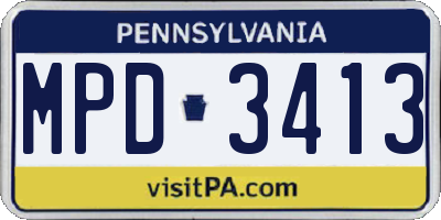 PA license plate MPD3413