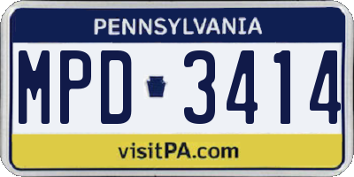 PA license plate MPD3414