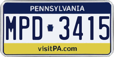 PA license plate MPD3415