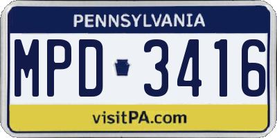 PA license plate MPD3416