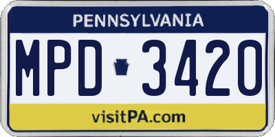 PA license plate MPD3420