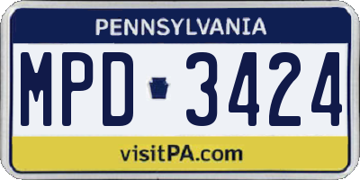 PA license plate MPD3424
