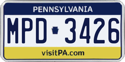 PA license plate MPD3426