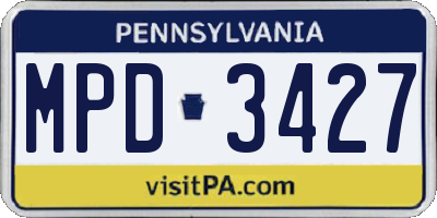 PA license plate MPD3427
