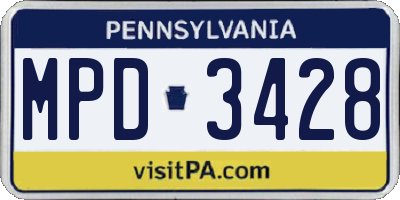PA license plate MPD3428
