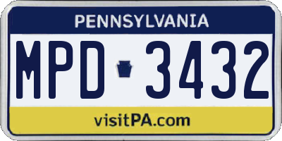 PA license plate MPD3432