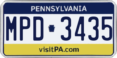 PA license plate MPD3435