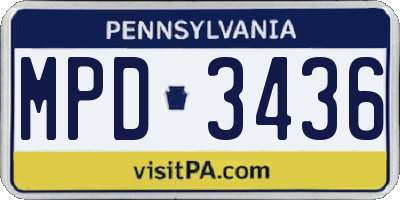PA license plate MPD3436