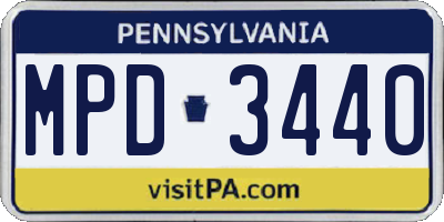 PA license plate MPD3440