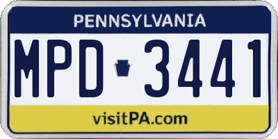 PA license plate MPD3441