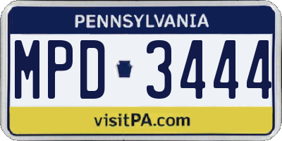 PA license plate MPD3444