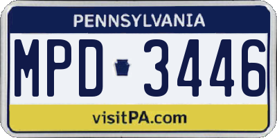PA license plate MPD3446