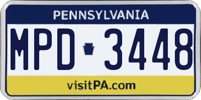 PA license plate MPD3448