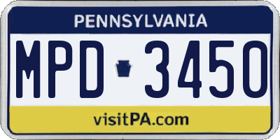 PA license plate MPD3450