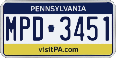 PA license plate MPD3451