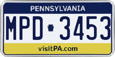 PA license plate MPD3453