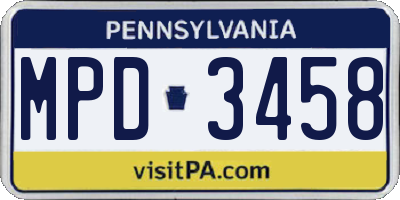 PA license plate MPD3458