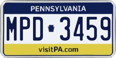 PA license plate MPD3459