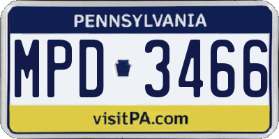 PA license plate MPD3466