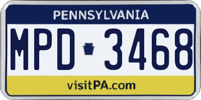 PA license plate MPD3468