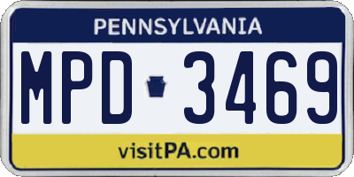 PA license plate MPD3469