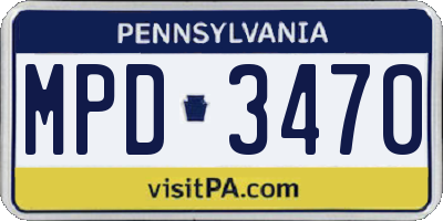 PA license plate MPD3470