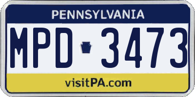 PA license plate MPD3473