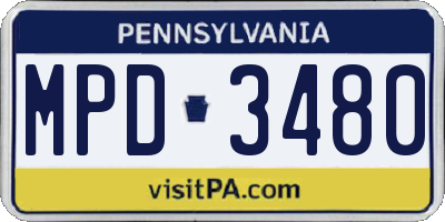 PA license plate MPD3480