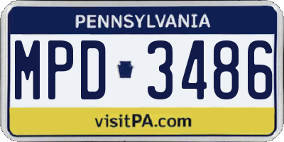 PA license plate MPD3486