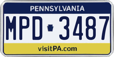 PA license plate MPD3487