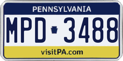 PA license plate MPD3488