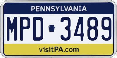 PA license plate MPD3489