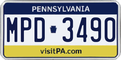 PA license plate MPD3490